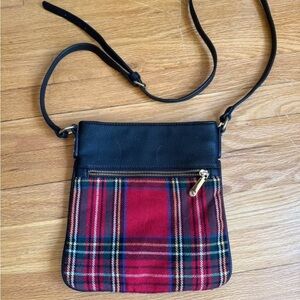 Plaid Crossbody Bag - Black and Red